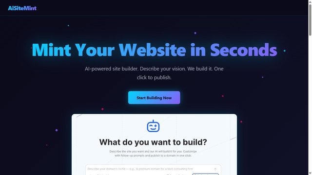 AiSiteMint.com homepage