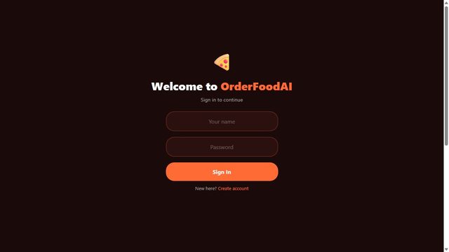 OrderFoodAI.com homepage