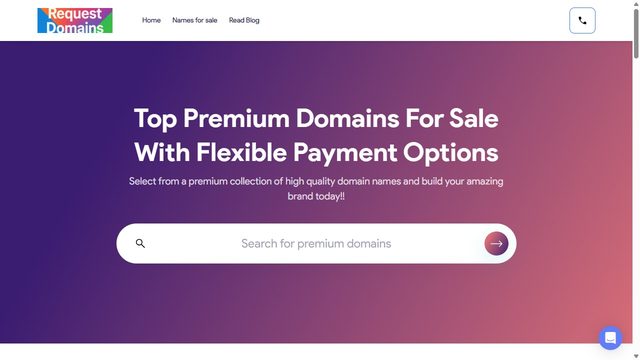 RequestDomains.com homepage
